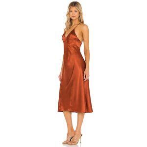 Bronze Backless Midi Slip Dress